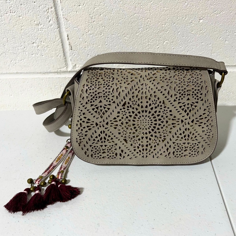 T-Shirt & Jeans Mini Crossbody Shoulder Bag/Purse Grayish Taupe Bag Charm
